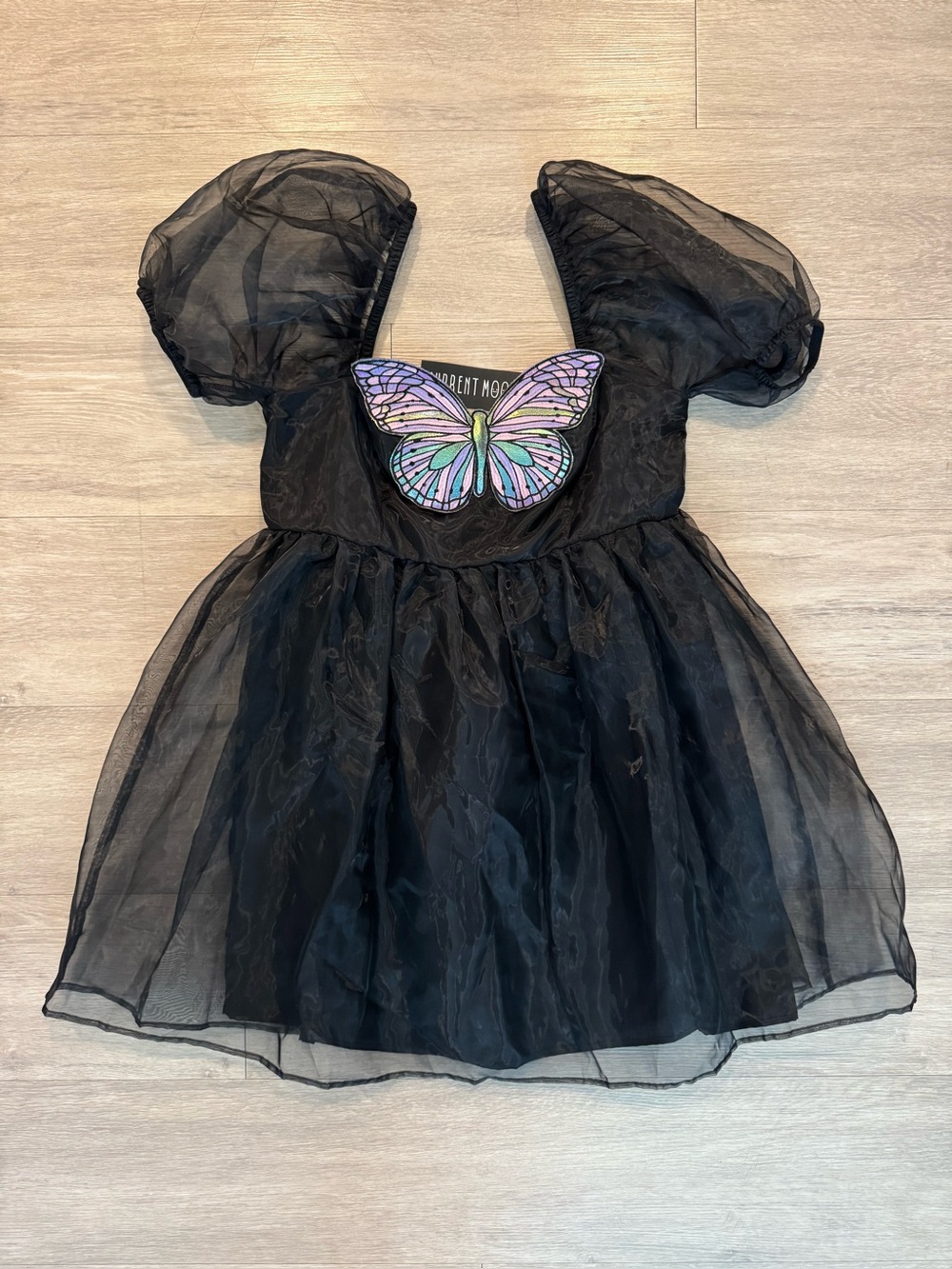 Current Mood Black Dress with Iridescent Butterfly Appliqué
